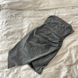 Windsor sparkly ruched asymmetrical strap dress